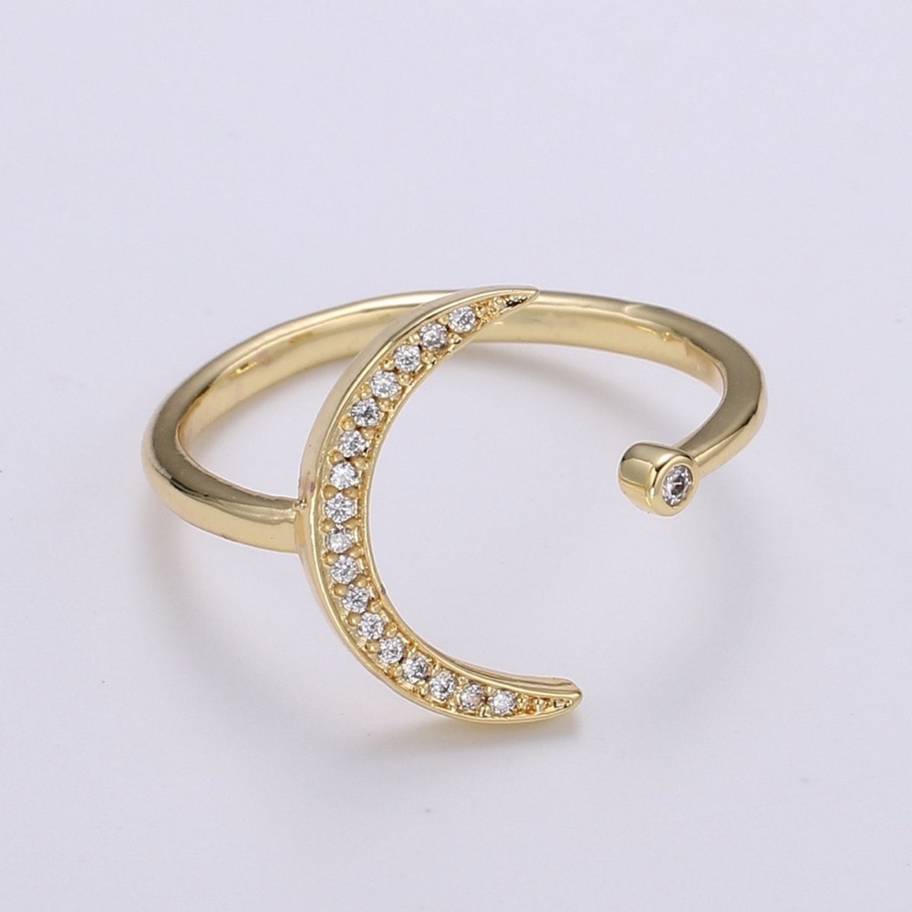 Crescent Moon Star Ring